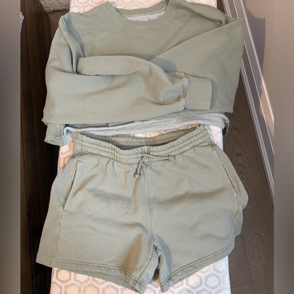 Aritzia Sweaters - Aritzia Sage Green Crewneck Sweater and matching Shorts